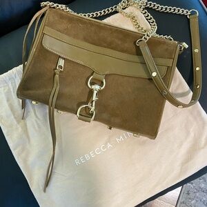Rebecca Minkoff Tan Suede Crossbody Bag with Gold Accents